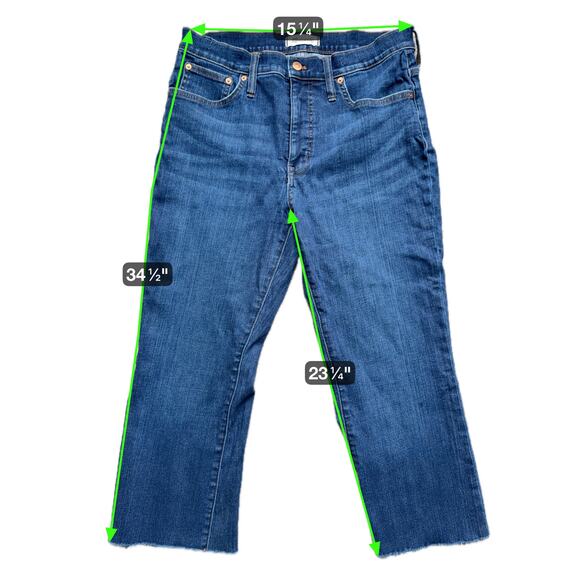 Madewell Mid Rise Kick Out Crop Jeans 30 Blue Denim Classic Y2K Retro Everyday - Picture 8 of 8